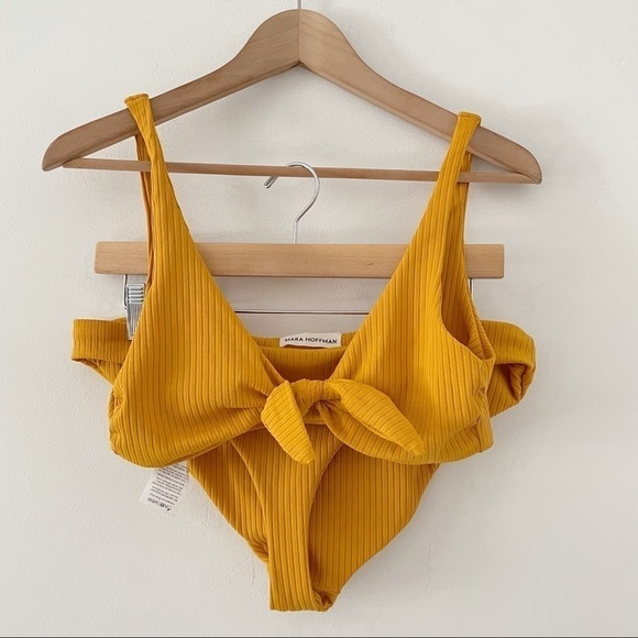 Mara Hoffman Rio Tie-Front Ribbed Swim Bikini SET - Picture 7 of 12